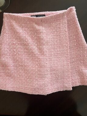 Zara Light Pink Tweed Mini Skort Size S